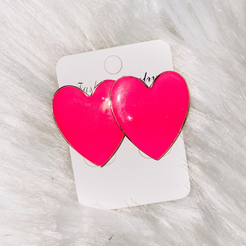 Hot Pink Heart Earrings